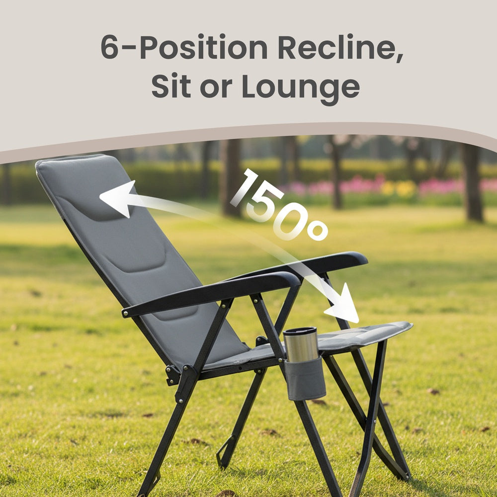 Folding Camping Chair - Adjustable High Backrest
