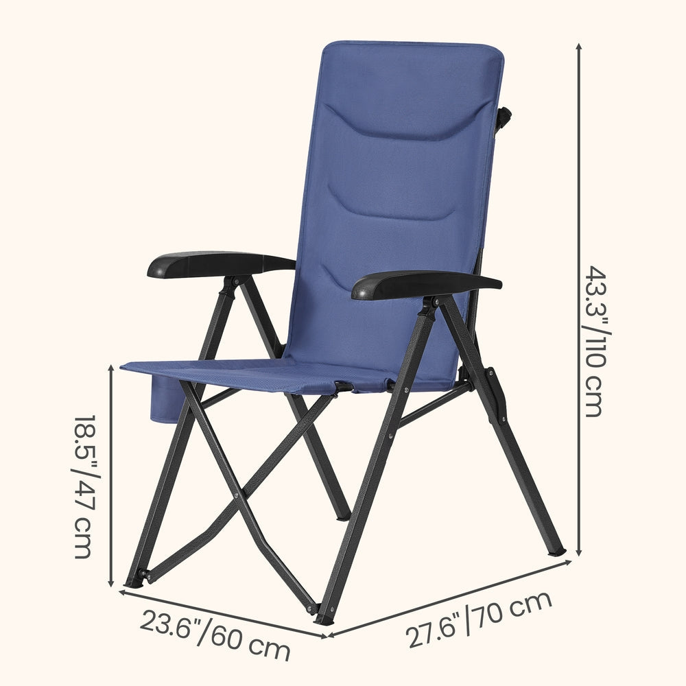 Folding Recliner Chair - Adjustable 95°-150° - Padded Seat