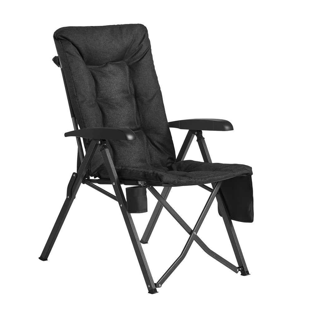 Folding Recliner Chair - Adjustable 95°-150° - Foam Padding - Cup Holder