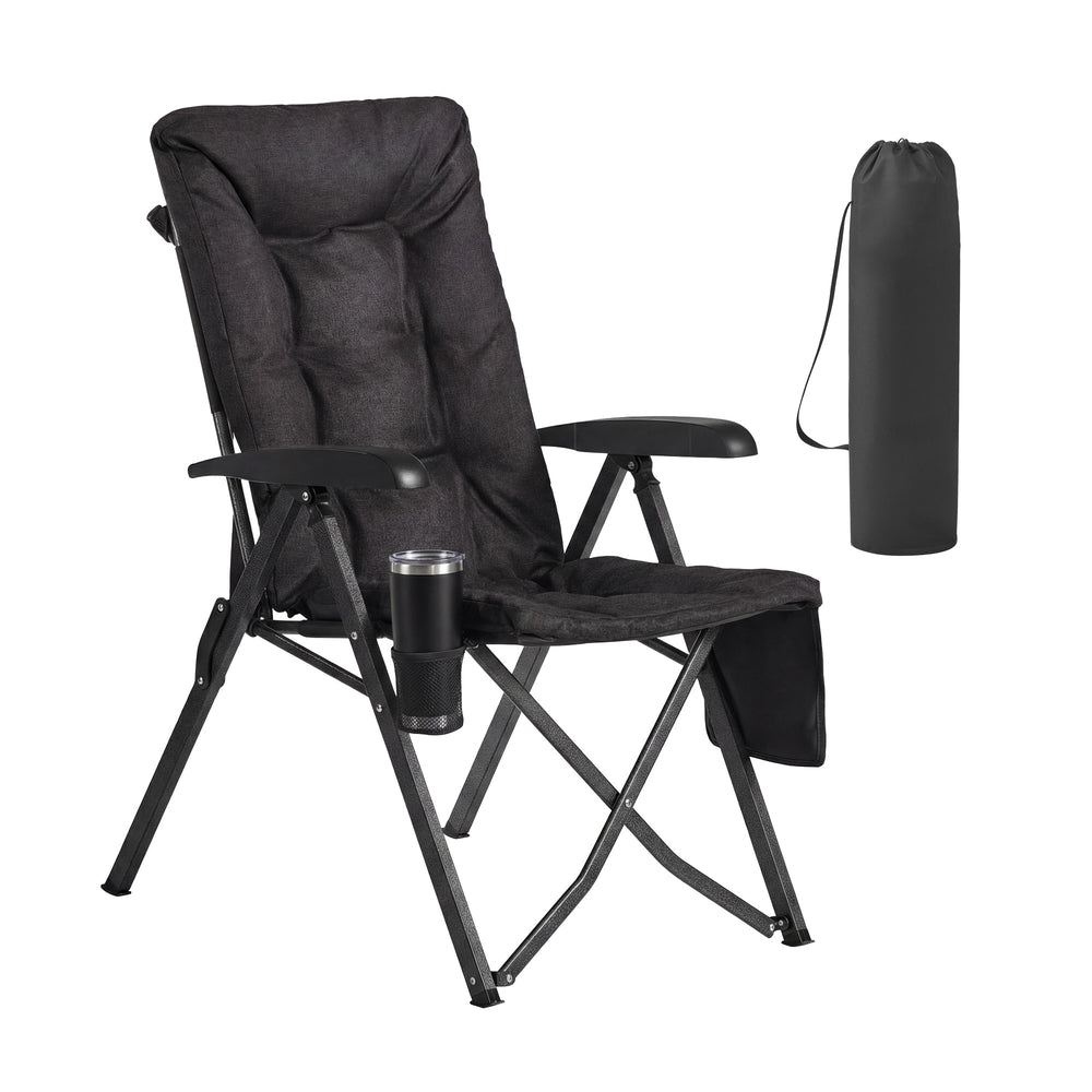Folding Recliner Chair - Adjustable 95°-150° - Foam Padding - Cup Holder