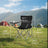 Set of 2 Outdoor Folding Camping Chairs - Metal - Black - Lightweight with Armrests