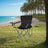 Set of 2 Outdoor Folding Camping Chairs - Metal - Black - Lightweight with Armrests