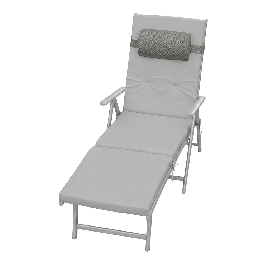 Folding Sun Lounger - 6 cm Thick Mattress - Adjustable Backrest