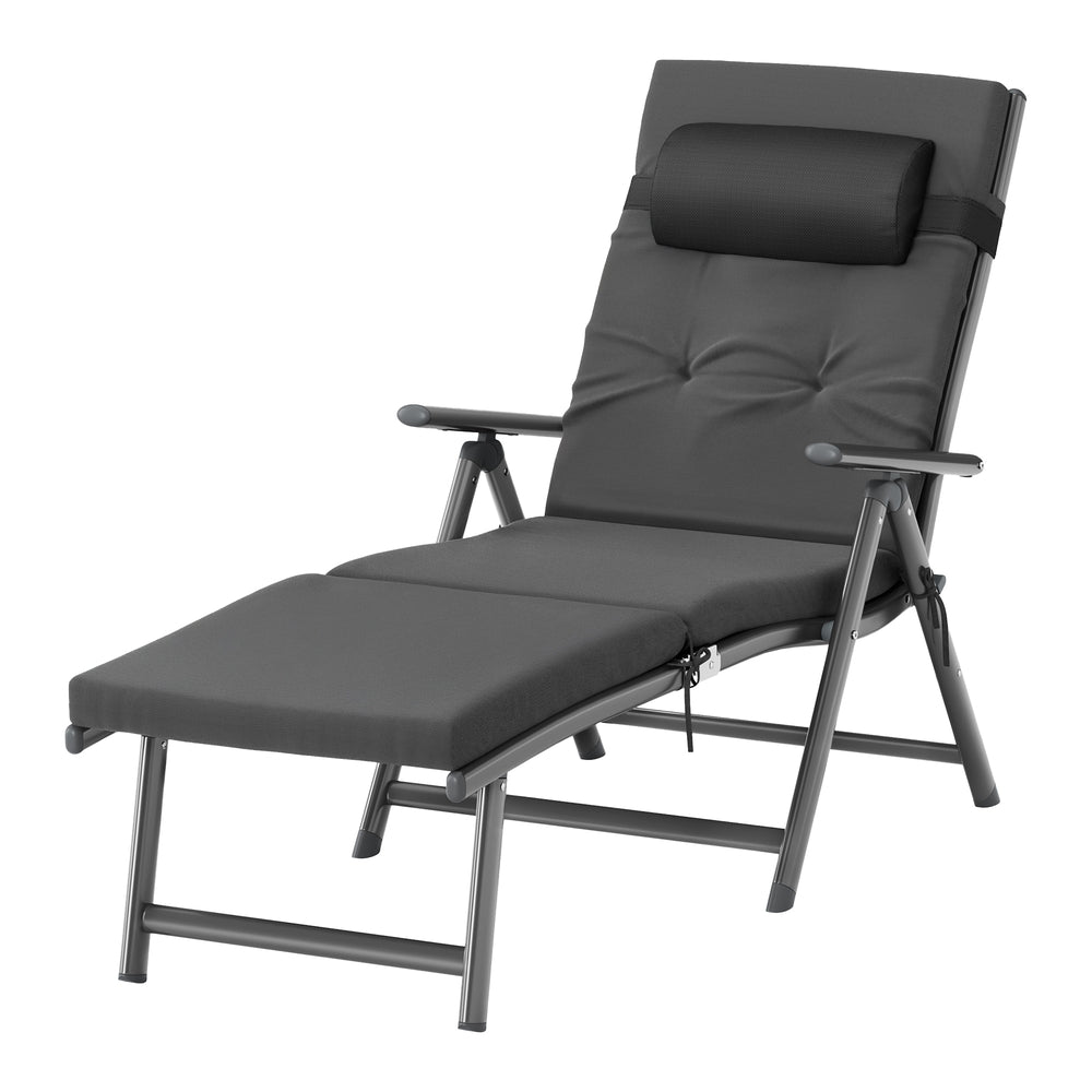 Folding Outdoor Sun Lounger - Breathable Fabric - Adjustable Backrest