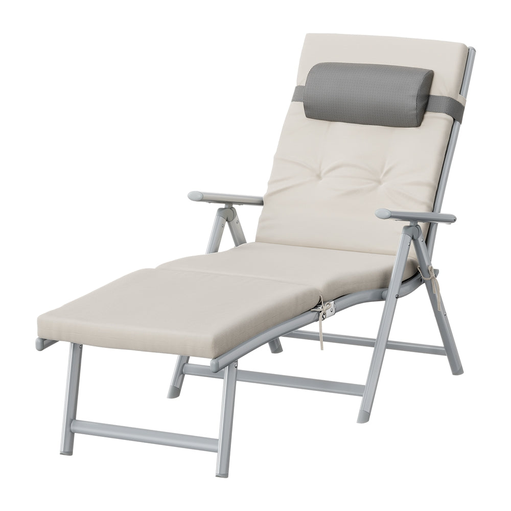 Folding Outdoor Sun Lounger - Breathable Fabric - Adjustable Backrest