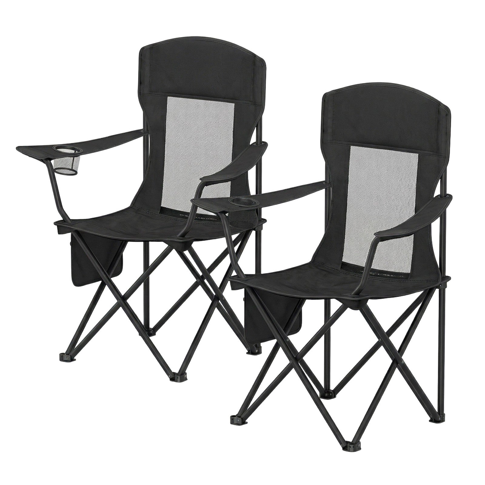 Foldable Camping Chairs Set of 2 - High Back