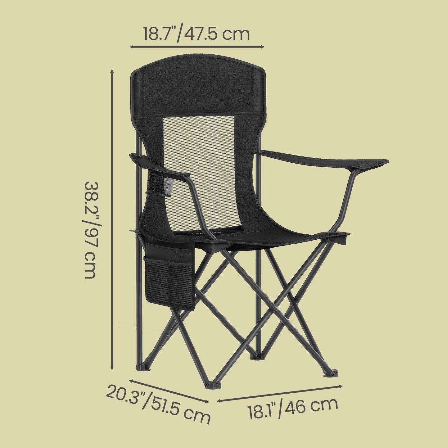 Foldable Camping Chairs Set of 2 - High Back