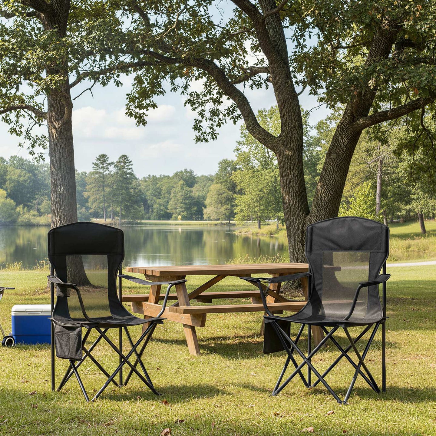 Foldable Camping Chairs Set of 2 - High Back