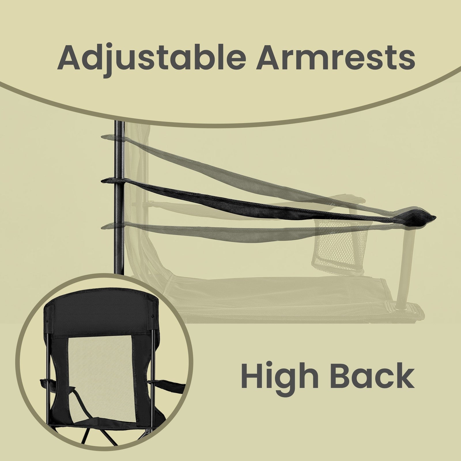 Foldable Camping Chairs Set of 2 - High Back