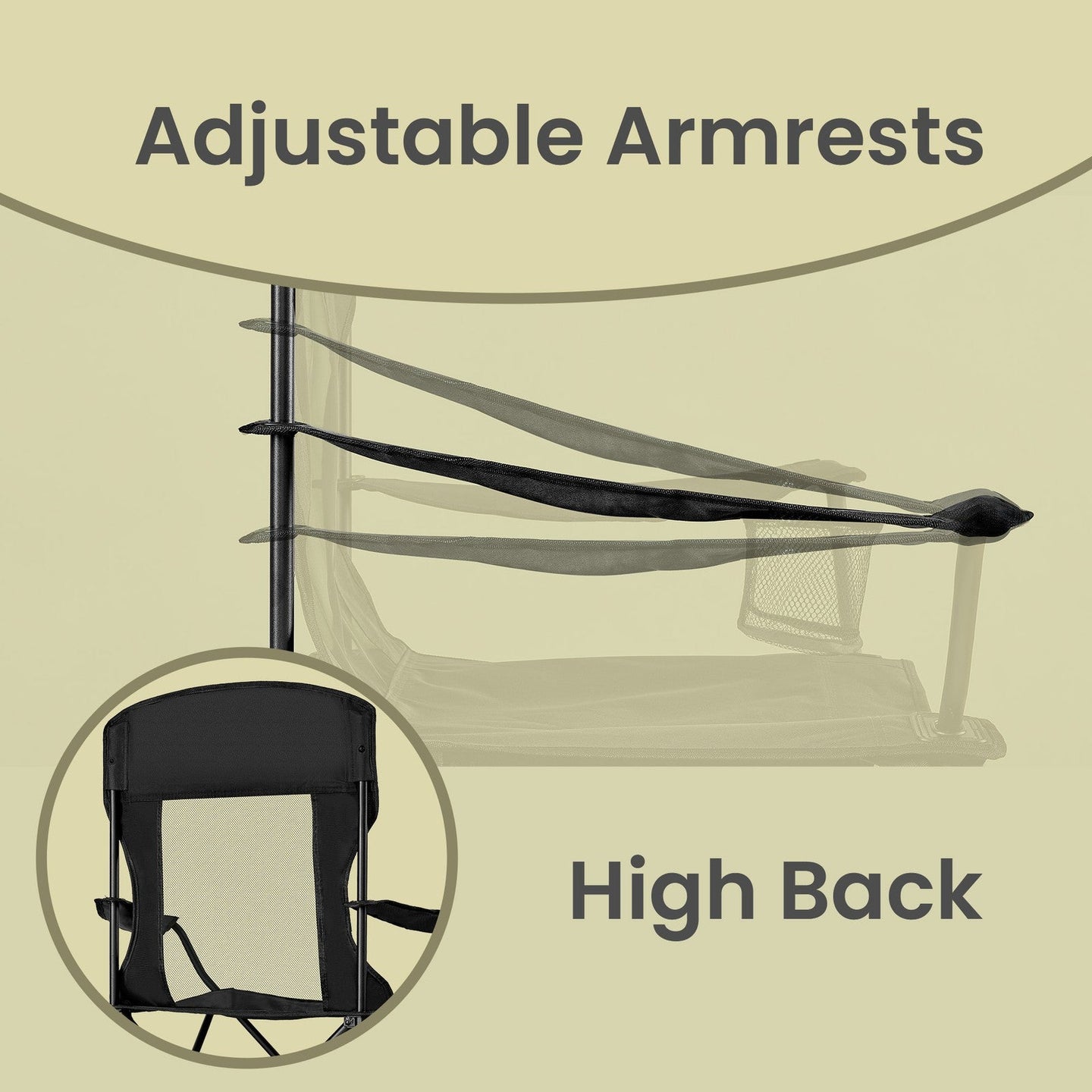 Foldable Camping Chairs Set of 2 - High Back