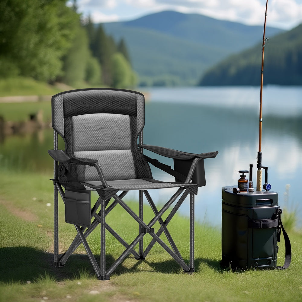 Oversized Lumbar Support Camping Chair - 205L - Steel - Easy to Carry