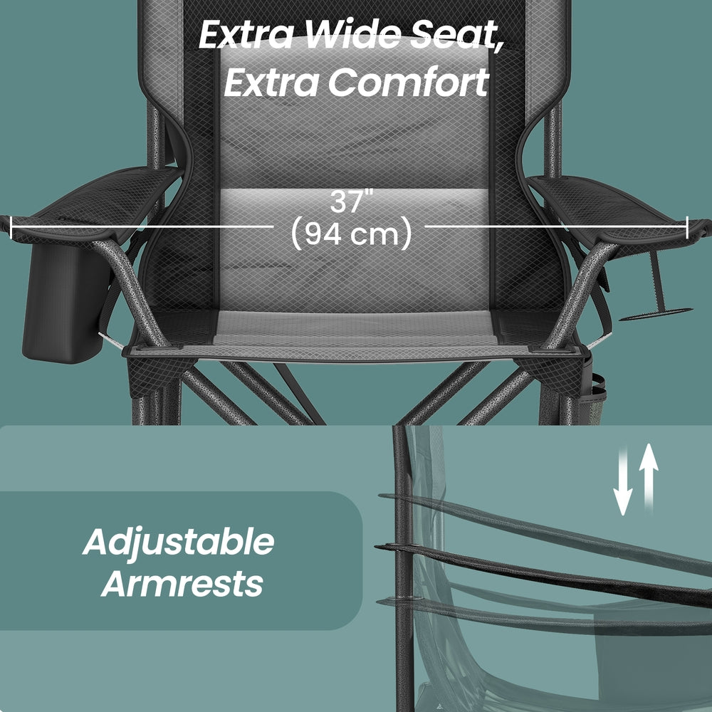 Oversized Lumbar Support Camping Chair - 205L - Steel - Easy to Carry