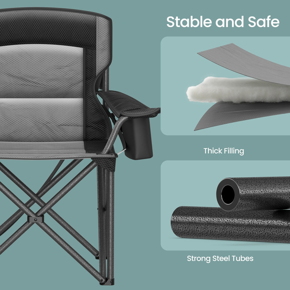 Oversized Lumbar Support Camping Chair - 205L - Steel - Easy to Carry