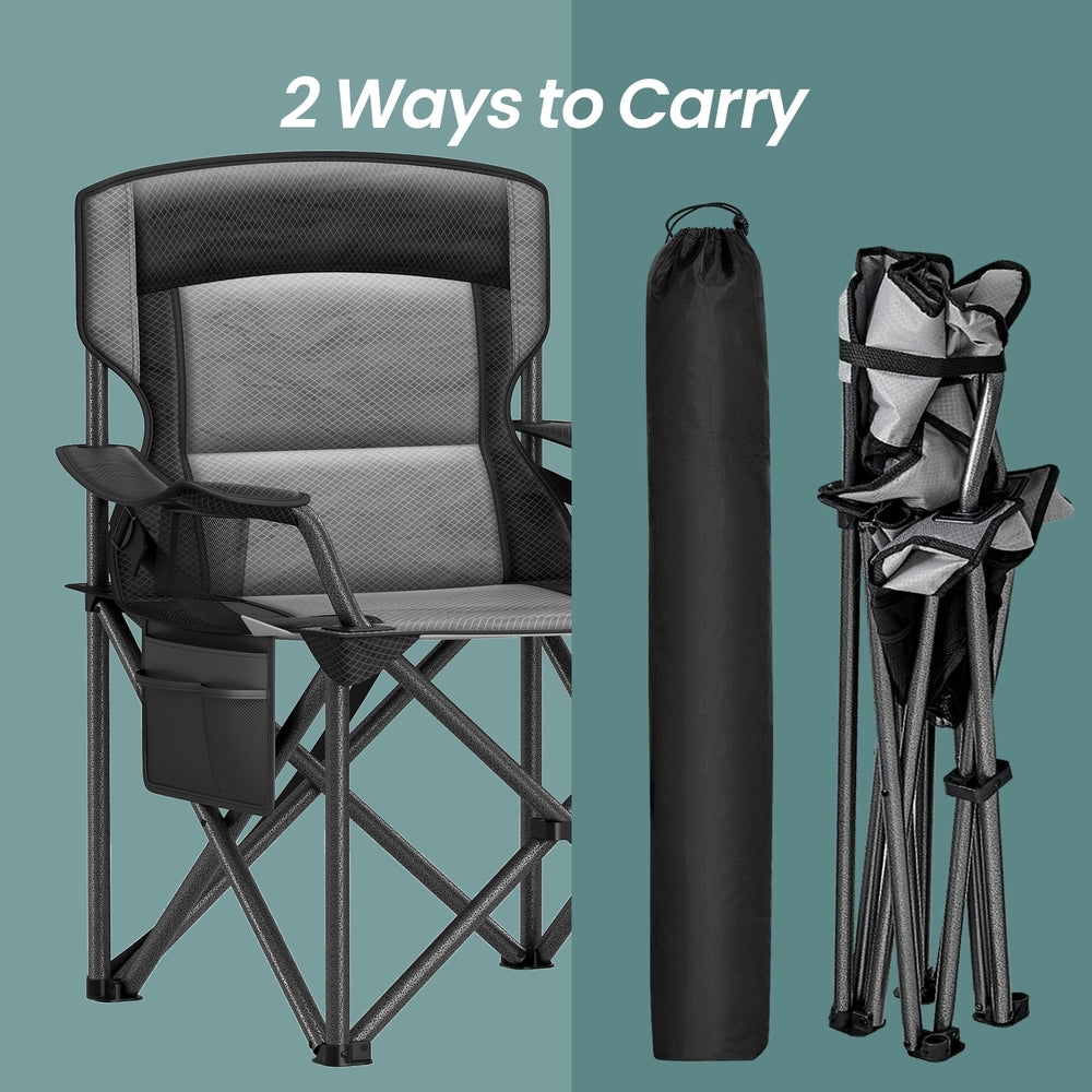 Oversized Lumbar Support Camping Chair - 205L - Steel - Easy to Carry