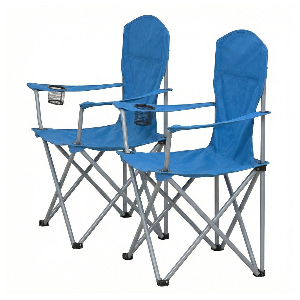 Pair of Portable Outdoor Chairs - Fabric and Powder - Blue
