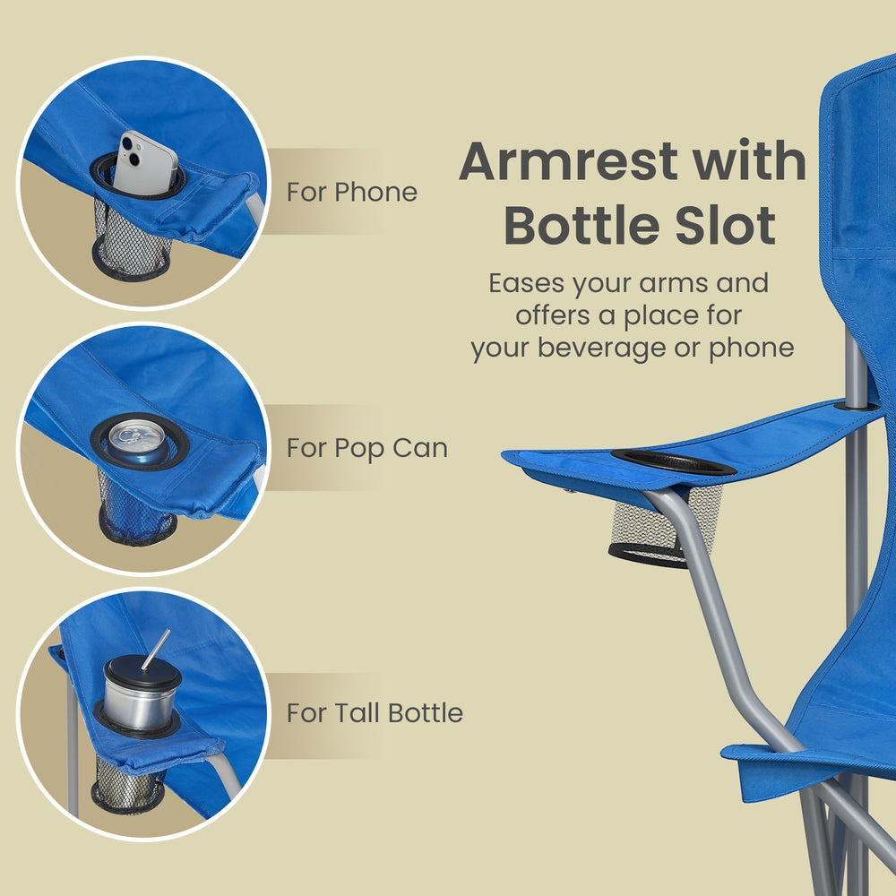Pair of Portable Outdoor Chairs - Fabric and Powder - Blue