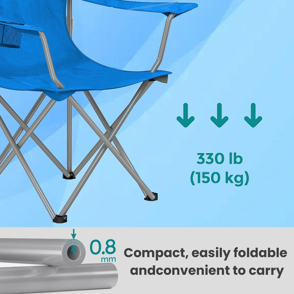 Pair of Portable Outdoor Chairs - Fabric and Powder - Blue