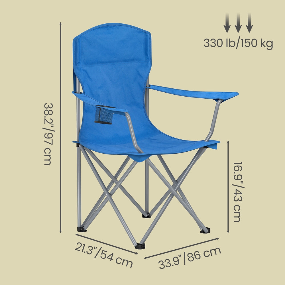 Pair of Portable Outdoor Chairs - Fabric and Powder - Blue