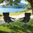 Folding Camping Chair - Metal Frame - Black - with Armrests