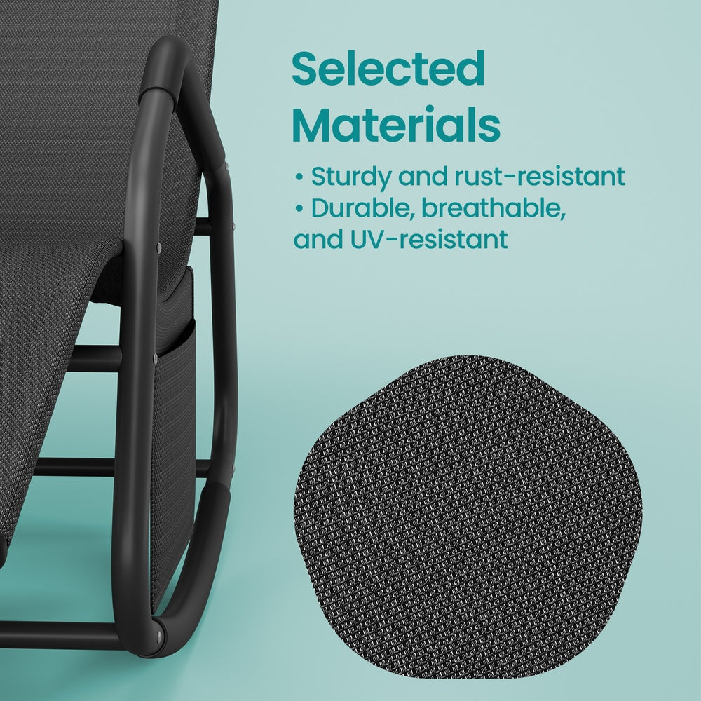 Outdoor Recliner Chair - 156.2L - Steel Frame - Adjustable Headrest