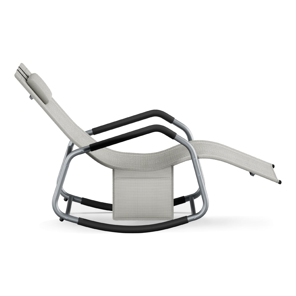 Outdoor Recliner Chair - 59.4D x 22W x 35.4H - Steel Frame - Adjustable Headrest