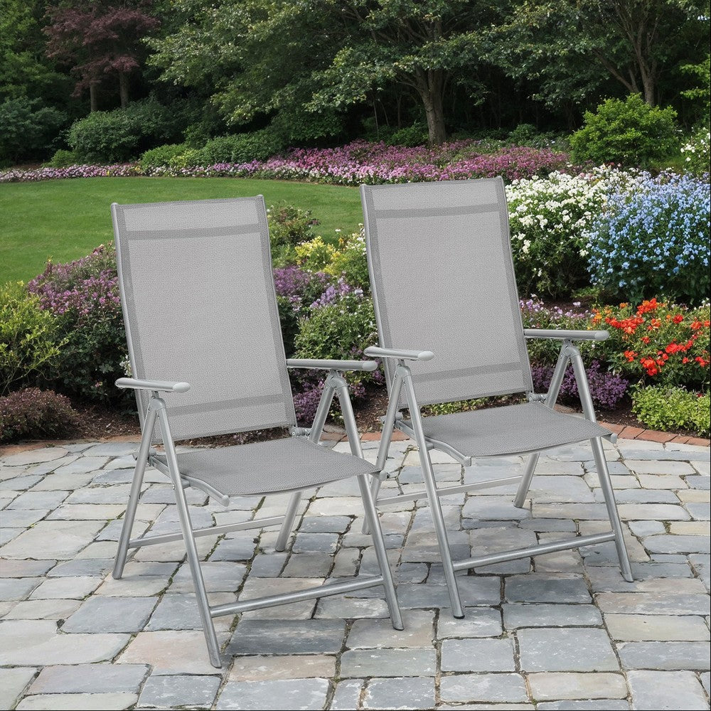 Reclining Deck Chair - 4 Chairs - Aluminium Frame - 8-Angle Backrest