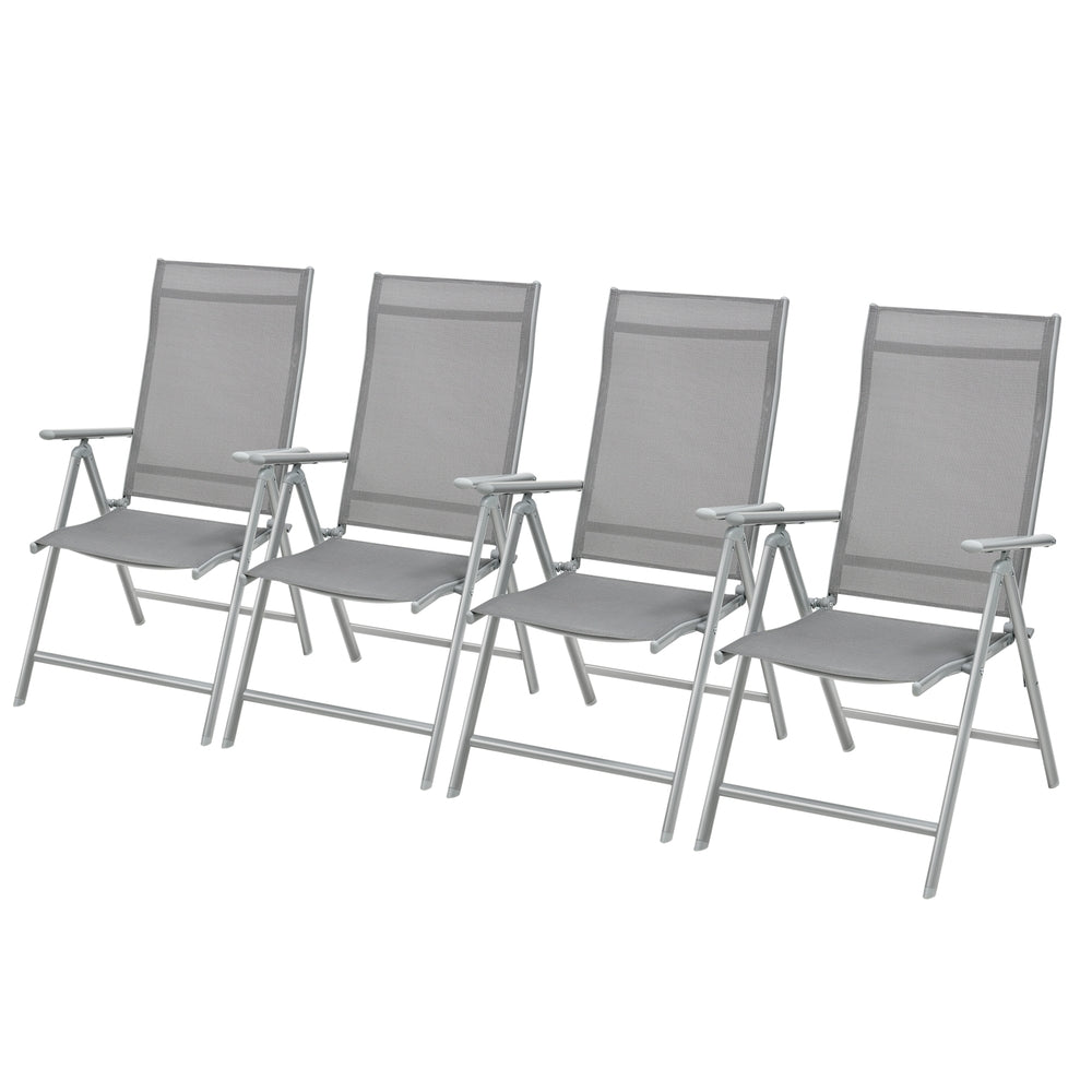 Folding Outdoor Garden Chairs - Set of 4 - Aluminium Structure - 8-Position Reclining Backrest