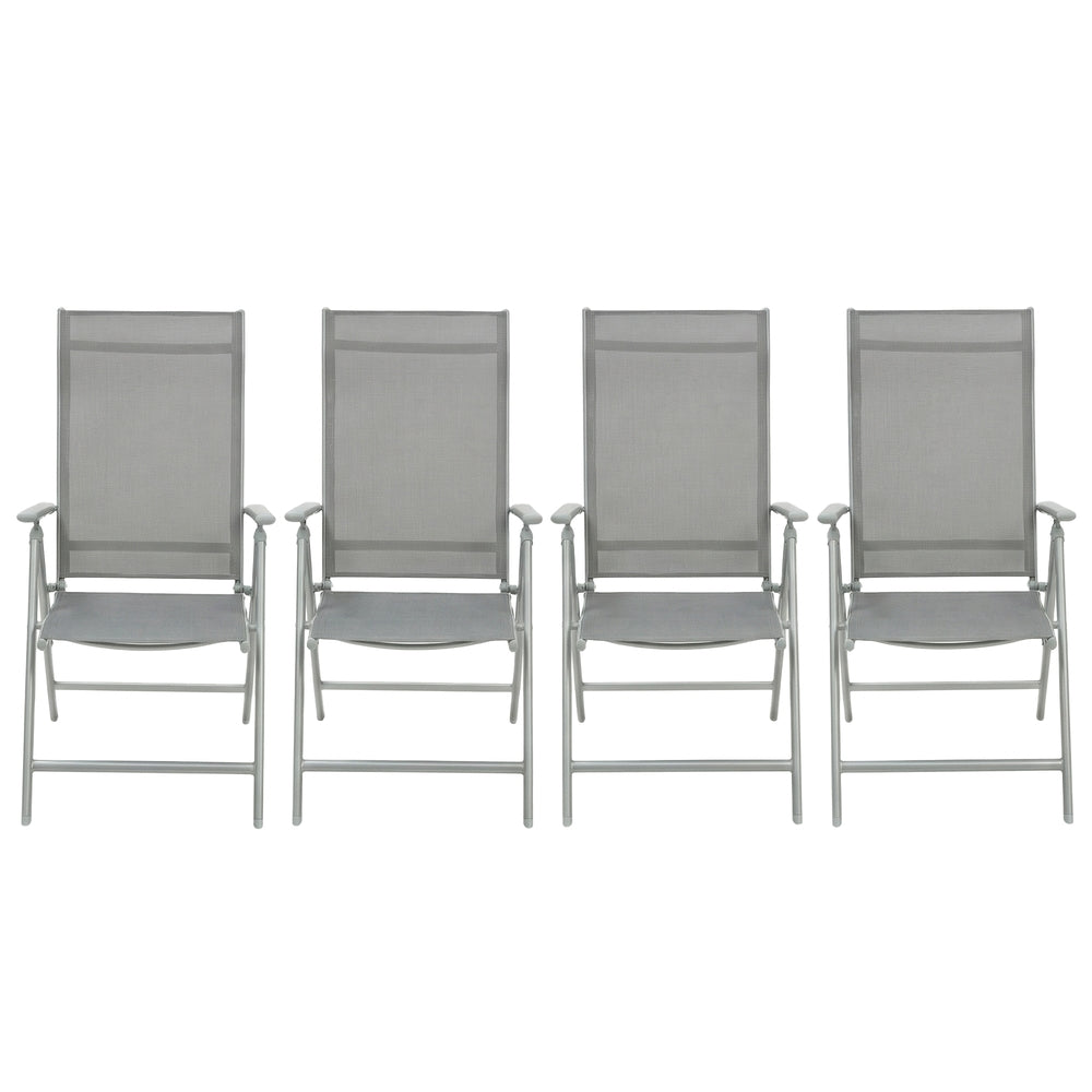 Folding Outdoor Garden Chairs - Set of 4 - Aluminium Structure - 8-Position Reclining Backrest
