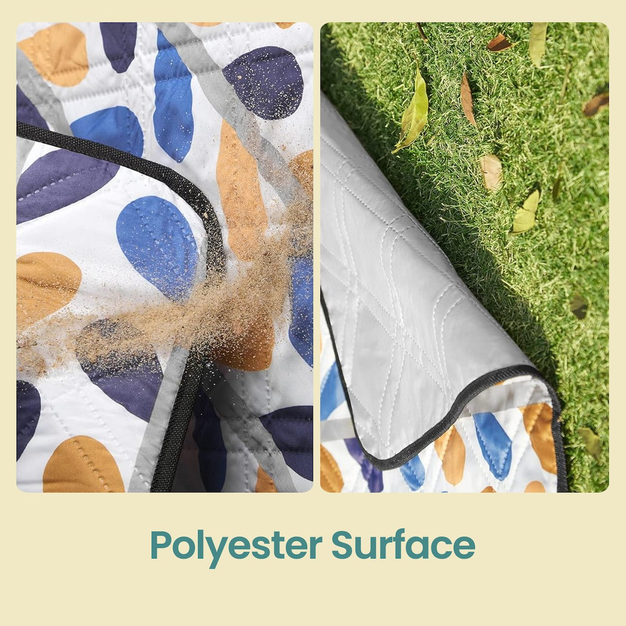 Large Picnic Blanket - Waterproof Fabric - Leaf Pattern