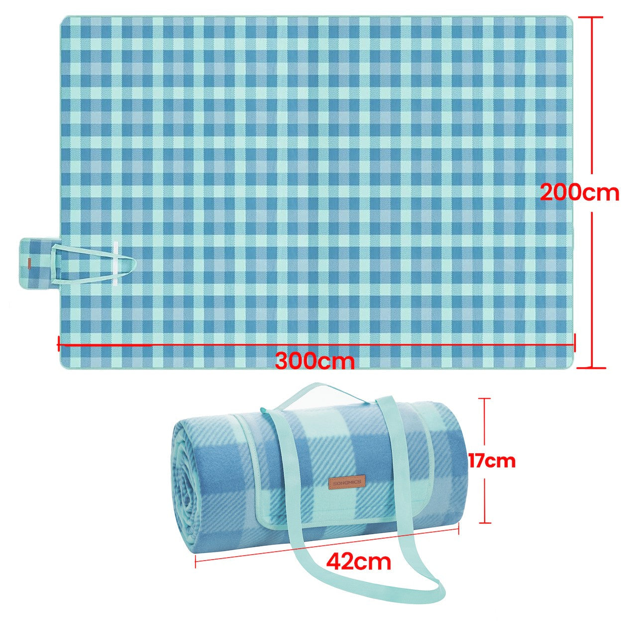 Picnic Blanket - Green and Blue - Waterproof Material