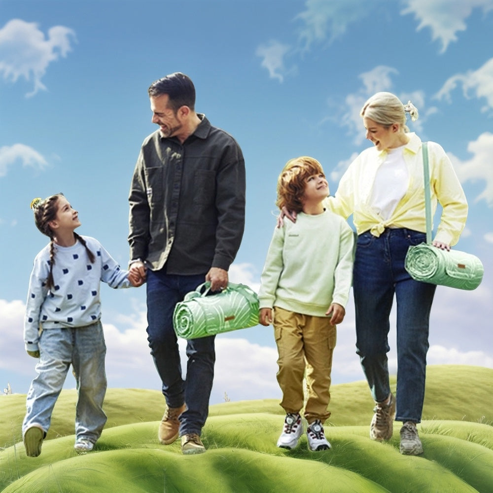 Foldable Picnic Blanket - Pongee Fabric Surface and Sponge Padding - Green