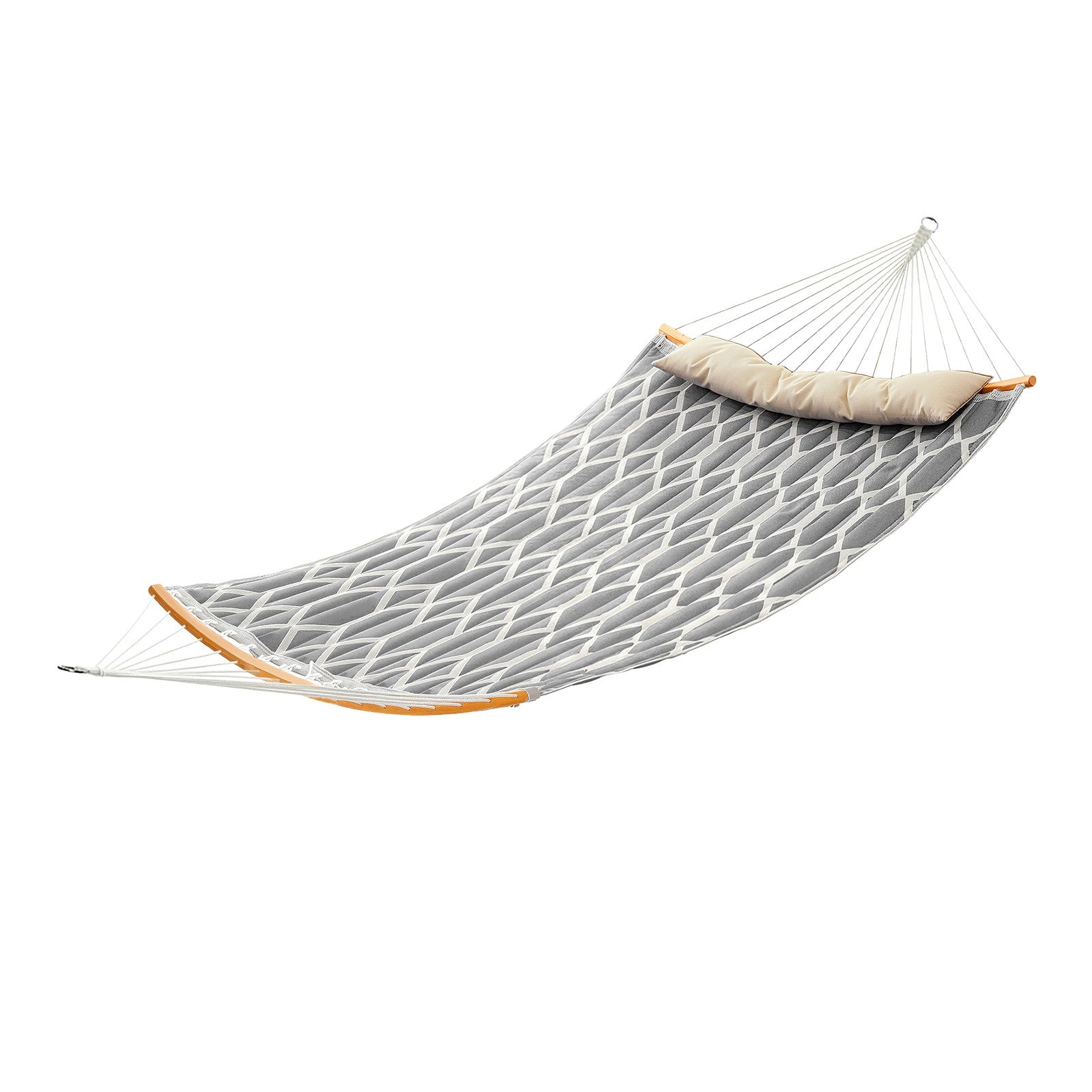 Quilted Hammock - 200x140 - Polyester Fabric - Curved Bamboo Spreaders