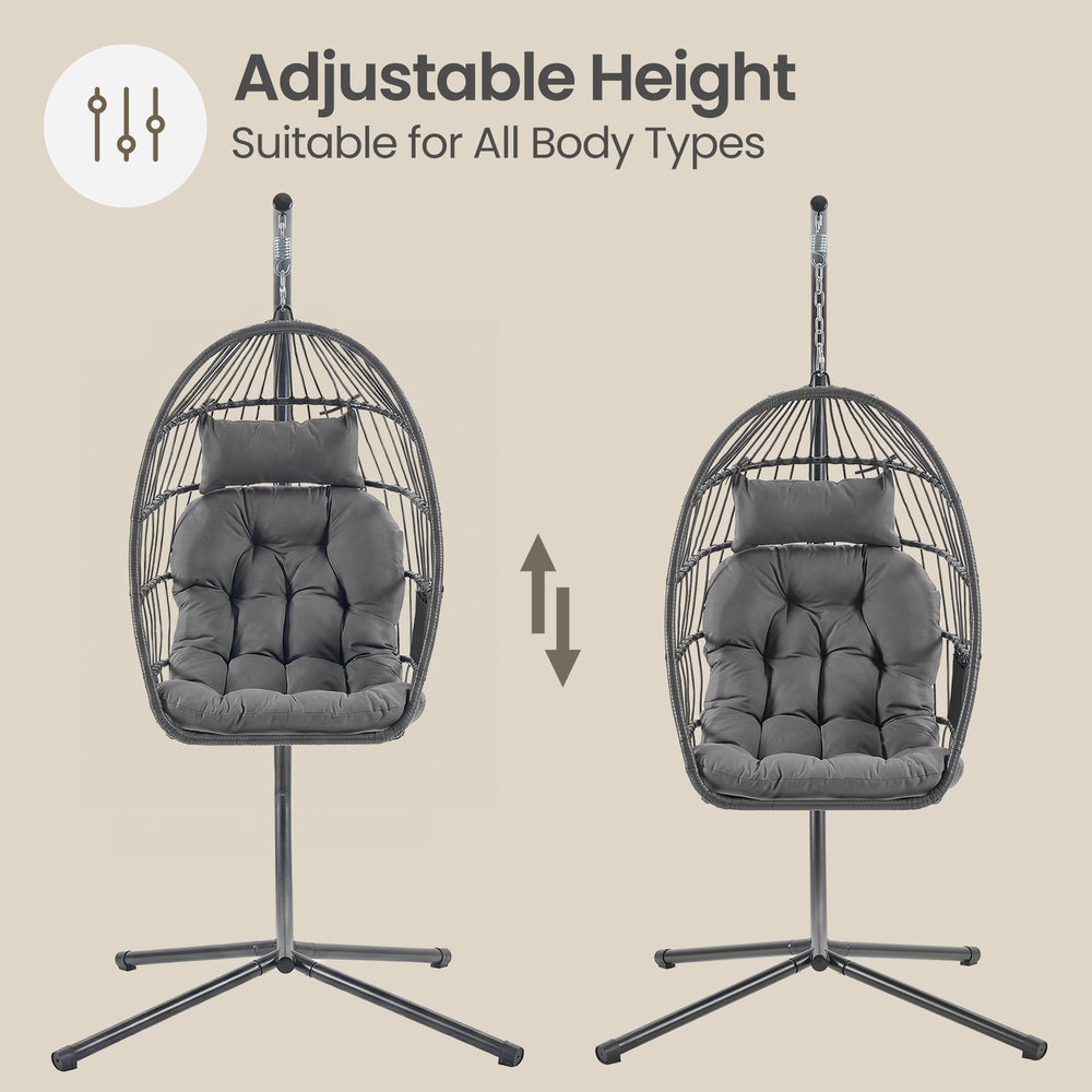 Height-Adjustable Hanging Egg Chair - 220L - Polyester - Foldable Basket