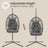 Height-Adjustable Hanging Egg Chair - 220L - Polyester - Foldable Basket