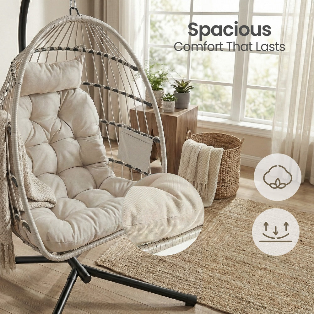 Height-Adjustable Hanging Egg Chair - 38.6L - Polyester - Foldable Basket
