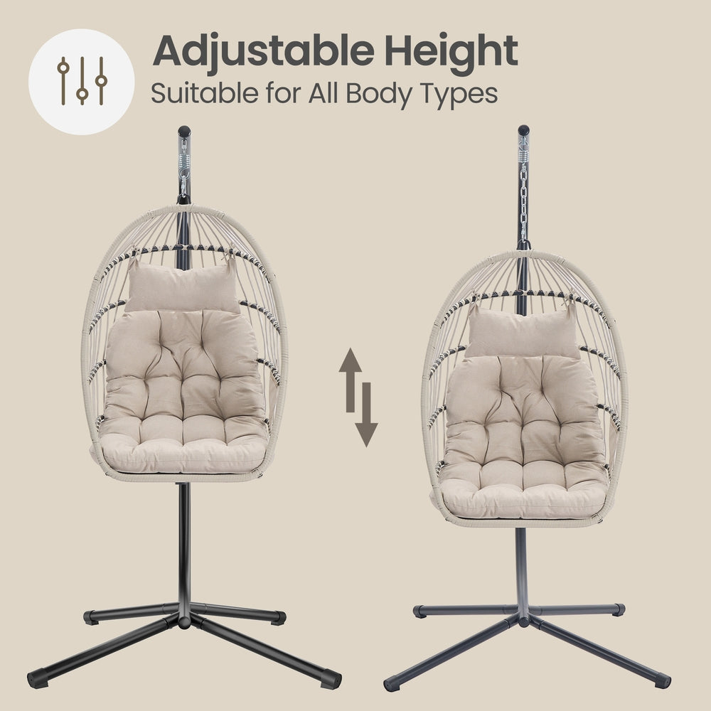 Height-Adjustable Hanging Egg Chair - 38.6L - Polyester - Foldable Basket