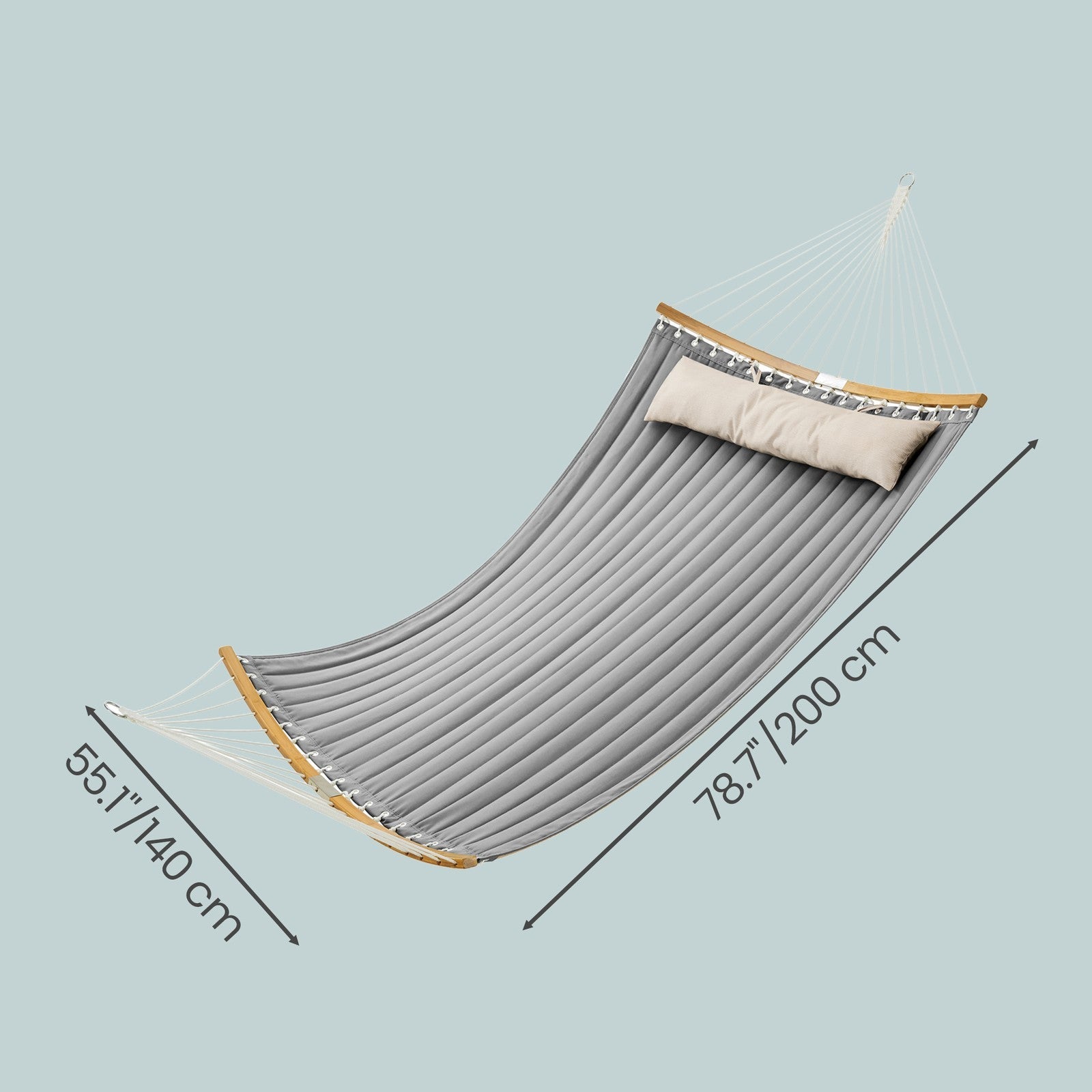 Quilted Hammock - 200L - Oxford Fabric - Curved Bamboo Spreaders