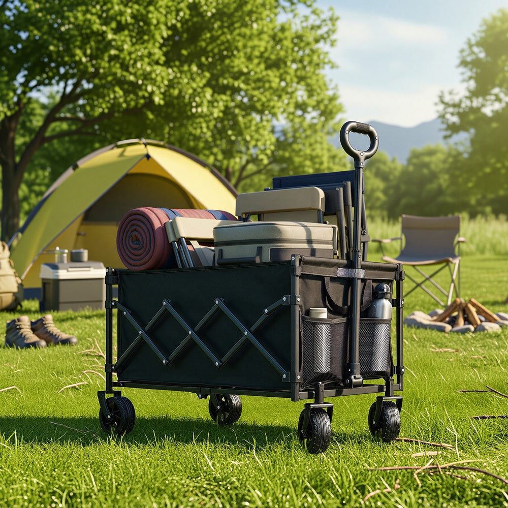 Foldable Festival and Camping Trolley - Steel - Black