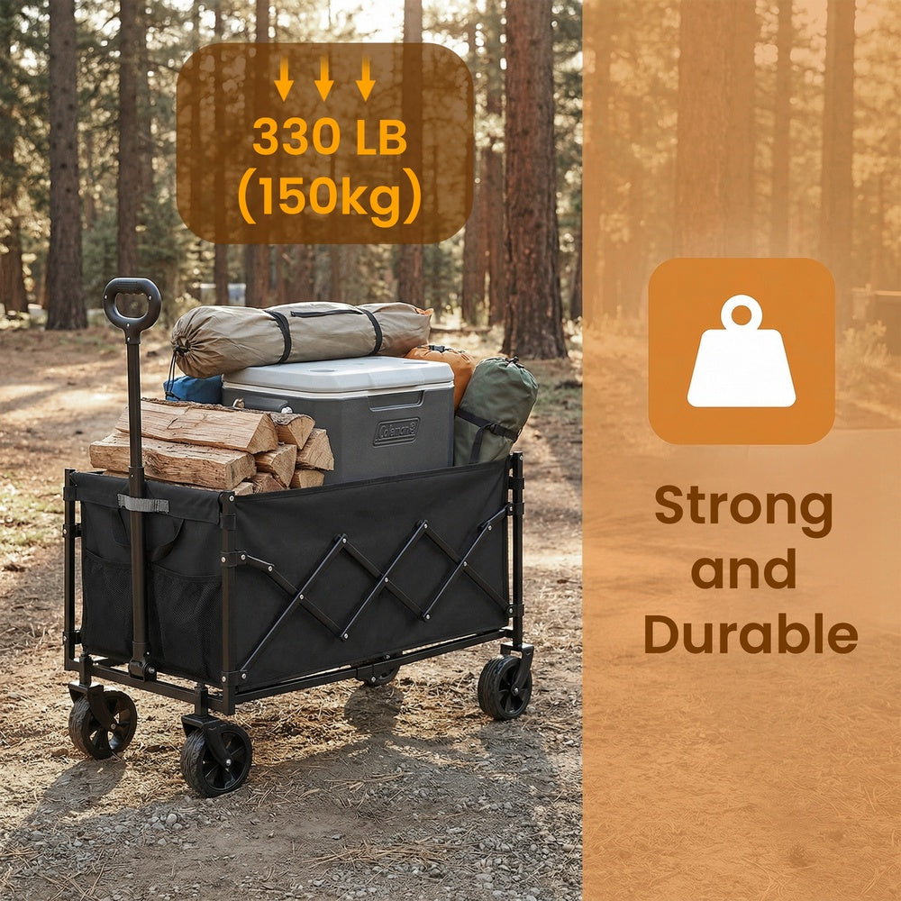 Foldable Festival and Camping Trolley - Steel - Black
