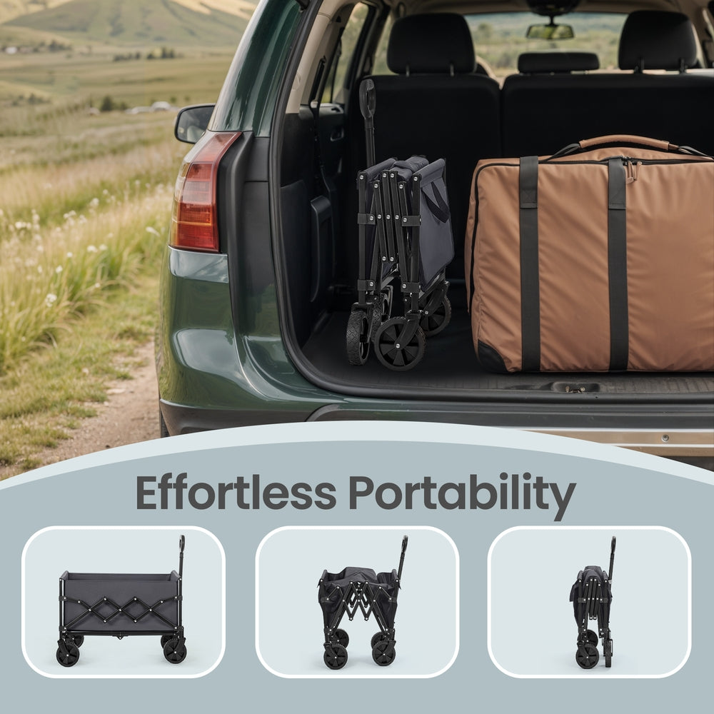 Outdoor Utility Wagon - Steel - Grey - with Adjustable Handle