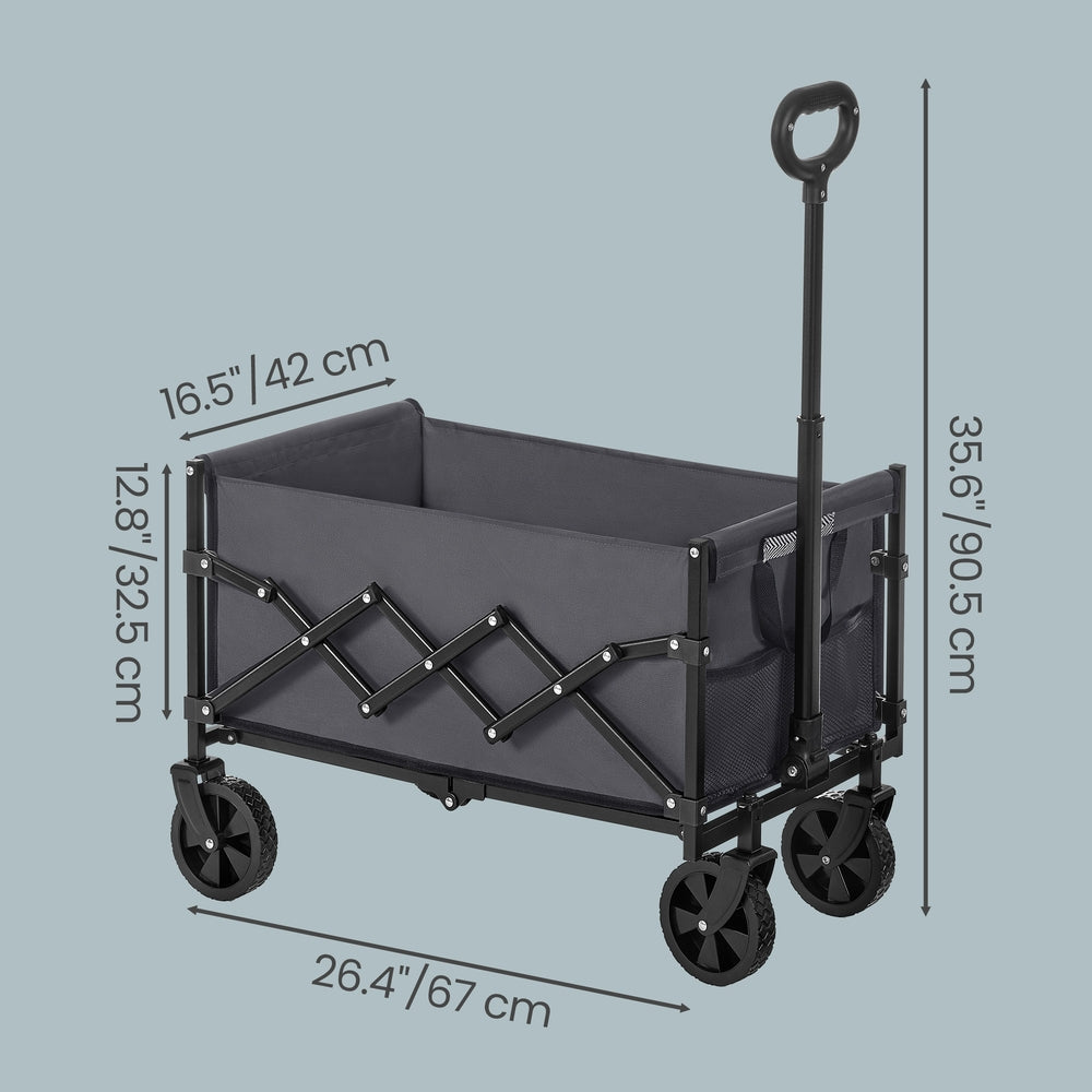 Outdoor Utility Wagon - Steel - Grey - with Adjustable Handle