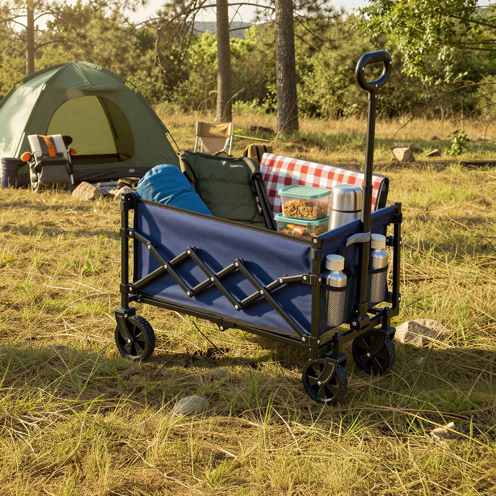 Foldable Festival and Camping Trolley - Steel - Blue