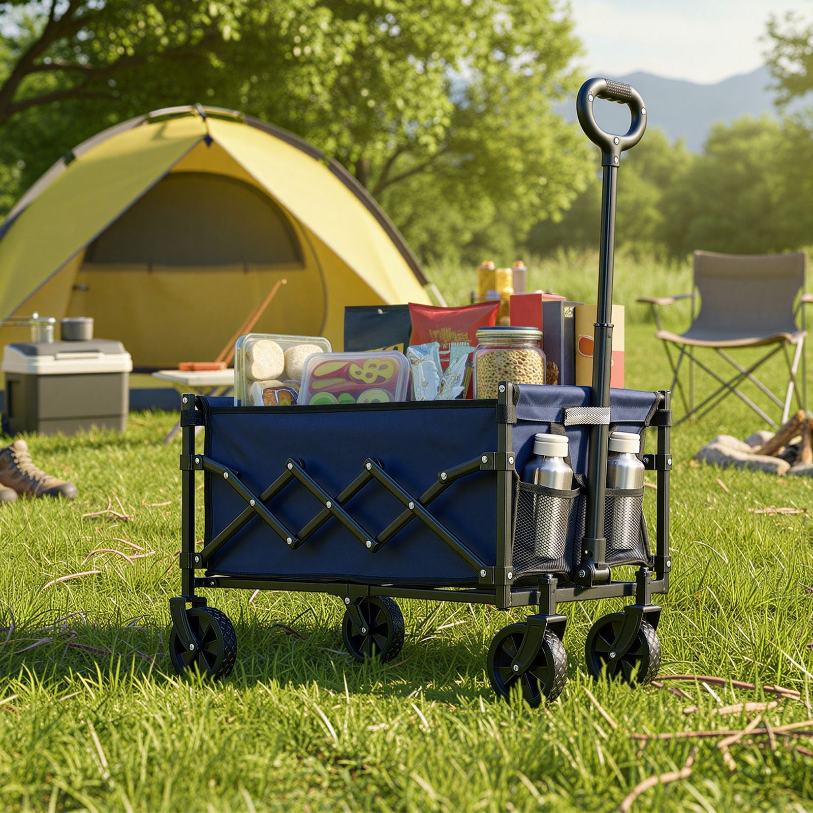 Foldable Festival and Camping Trolley - Steel - Blue