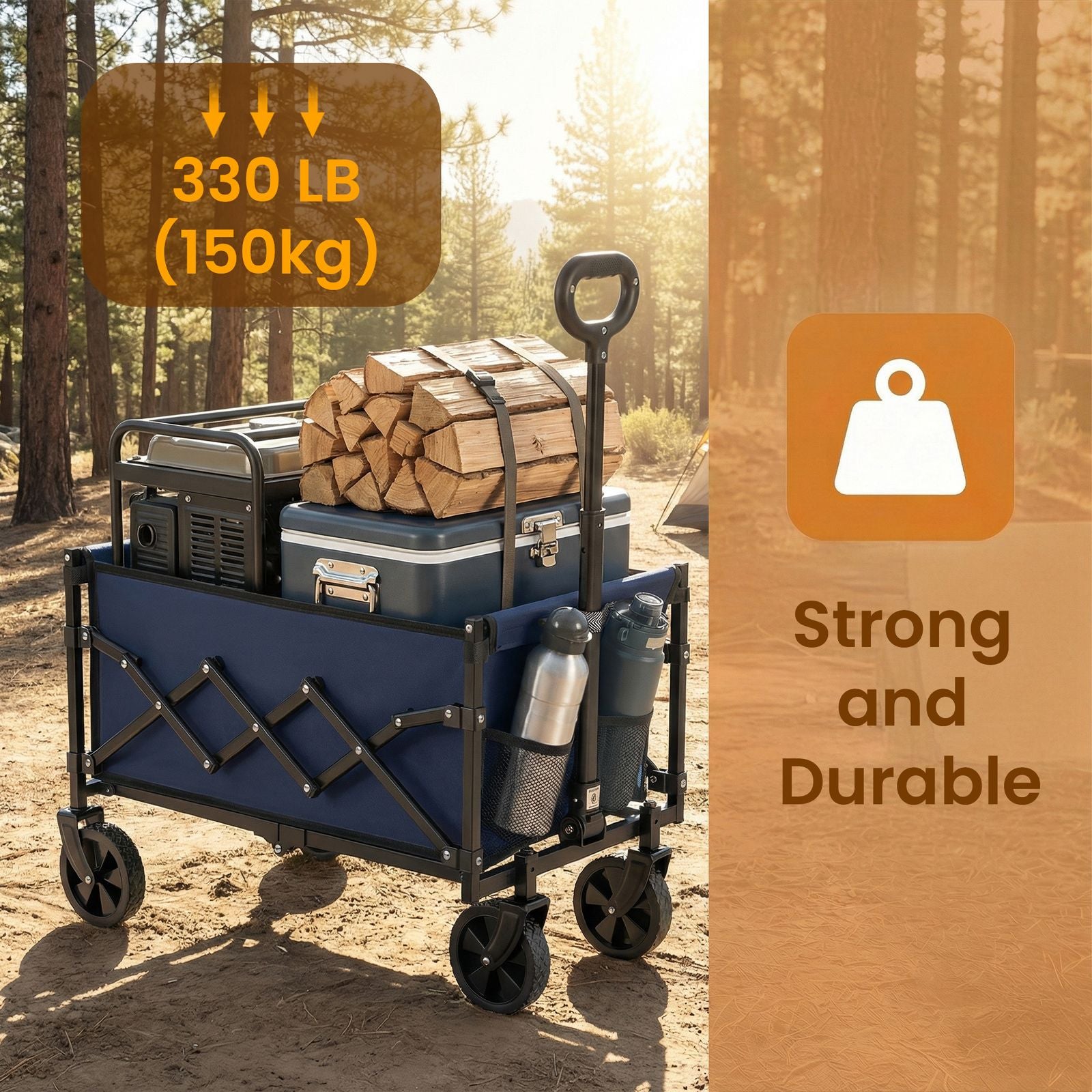 Foldable Festival and Camping Trolley - Steel - Blue