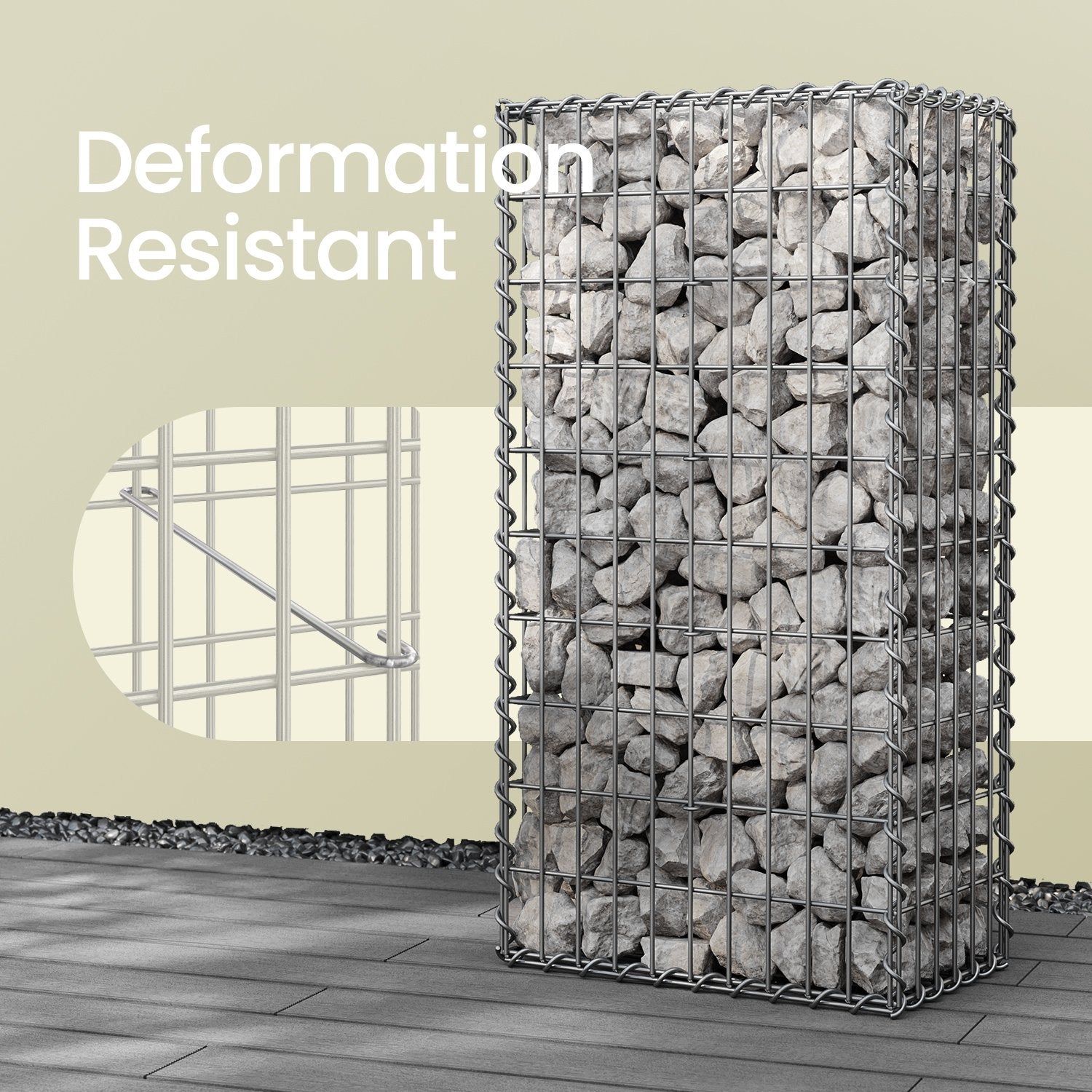 Gabion Basket - Metal - Silver - Garden Fence Wall Partition