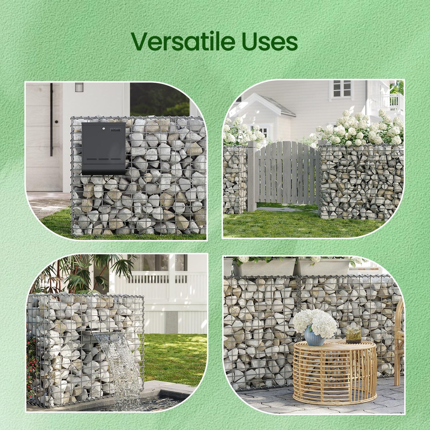 Metal Gabion Cage Basket - 100 x 80 x 30 cm - Galvanized Steel - 5 x 10 cm Mesh Size