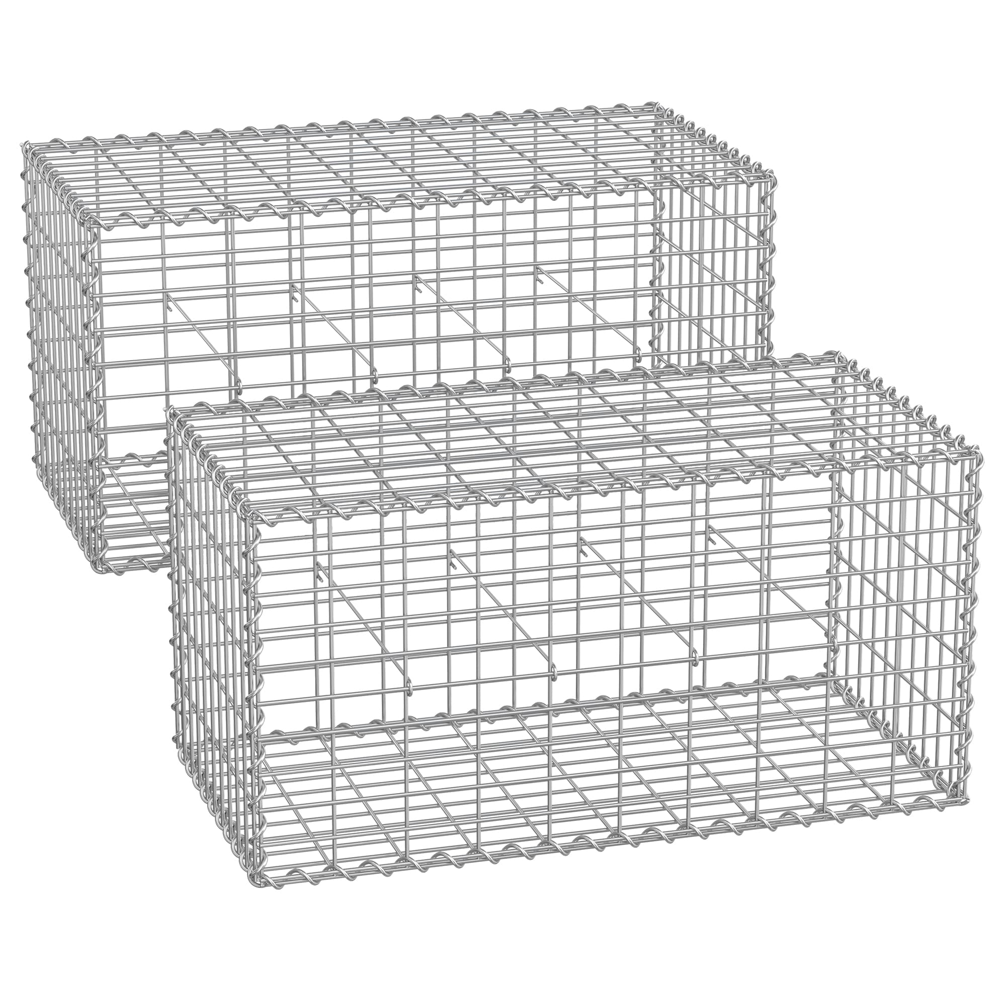 Metal Gabion Cage - Steel - Silver - 100 x 50 x 50 cm with 5 x 10 cm Mesh for Garden Use