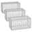 Metal Gabion Cage Basket - Galvanized Steel - Silver - Set of 3 with 5 x 10 cm Mesh for Garden Fence Wall Partition