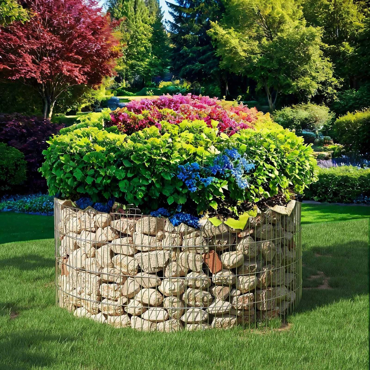 Round Stone Gabion - 90L - Galvanised Steel - Rust-Resistant