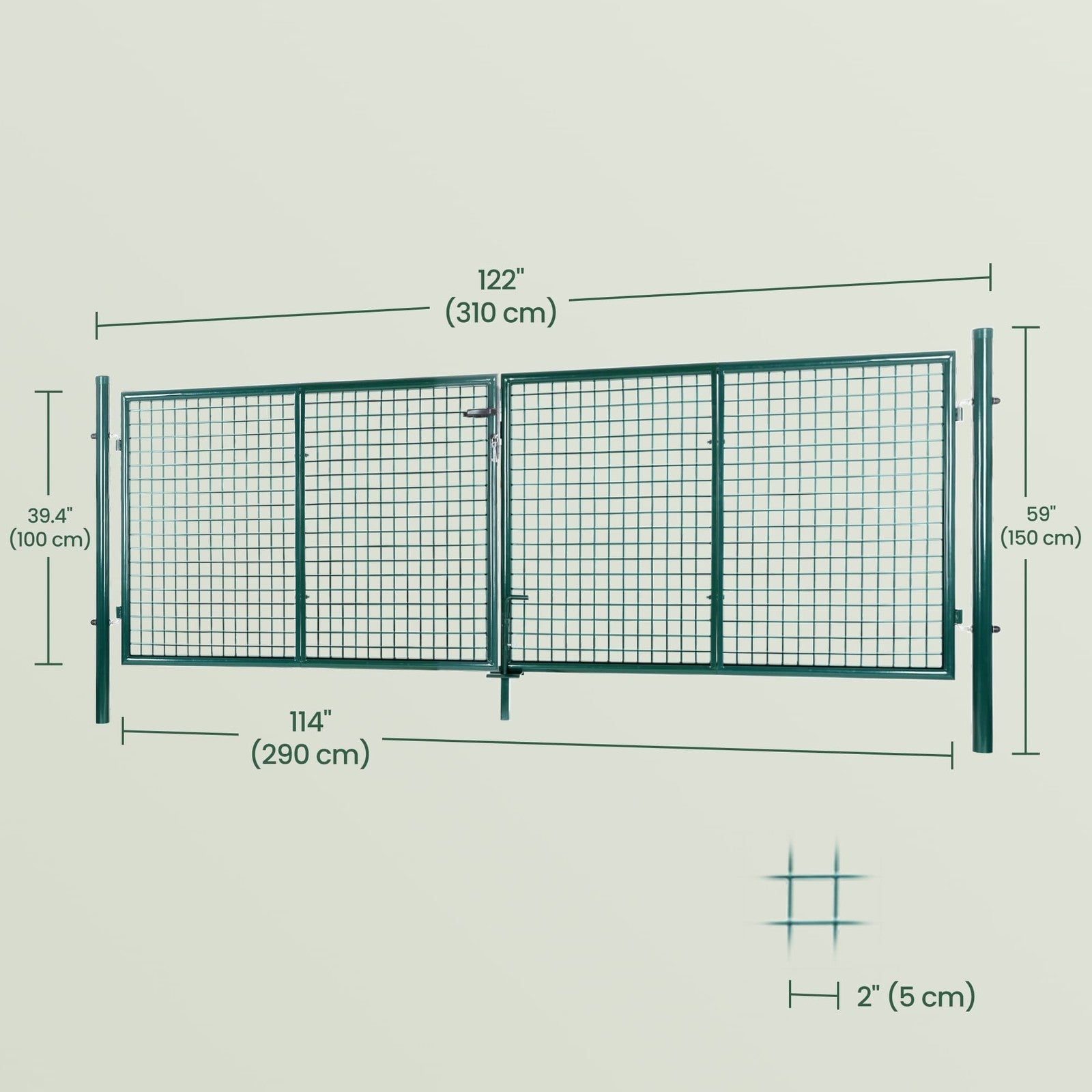 Double Garden Gate - Steel - Green